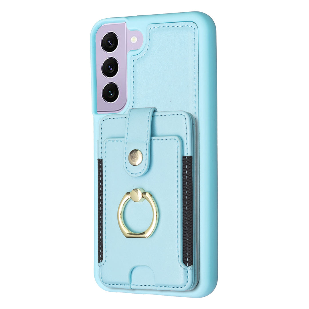 BF27 For Samsung Galaxy S21 FE 5G Ring Kickstand Case PU Leather TPU Back Cover with Card Holder BF27 For Samsung Galaxy S21 FE 5G Ring Kickstand Case PU Leather TPU Back Cover with Card Holder
